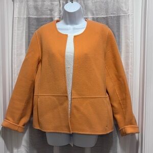 Eileen Fisher Open Front Jacket Felted Wool Cashmere Blend Light Orange Medium